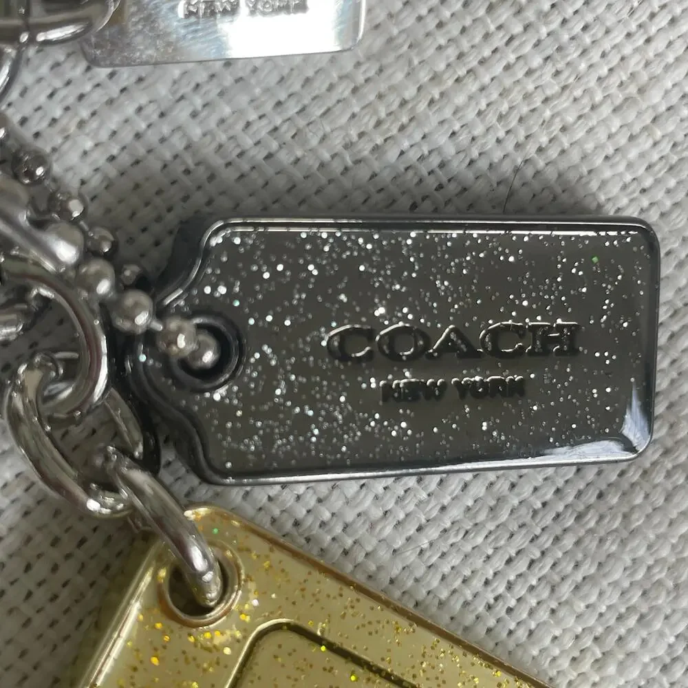 RARE Coach Oversized Glitter Hangtag Keychain Bag Charm | Heavyweight Y2K